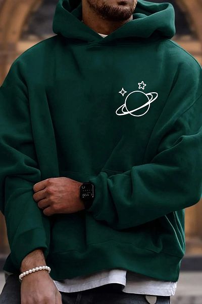 halowear Unisex Πράσινη φούτερ με στάμπα Saturn