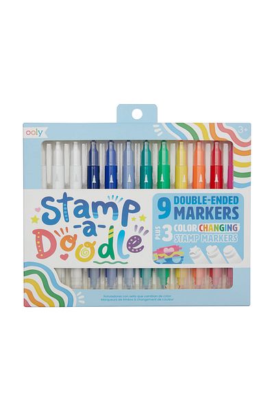 Ooly Stamp-A-Doodle Double Marker Pens - Set of 9 Colors and 3 Color-Changing Markers