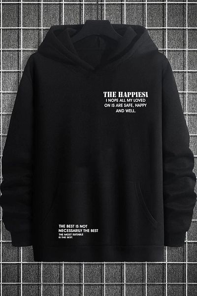 memowear Unisex The Happies Printed Μαύρο φούτερ