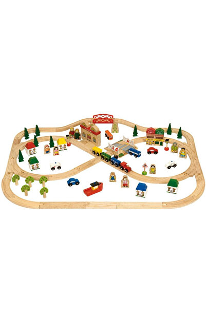 BigJigs Circuit auto si feroviar - 101 piese