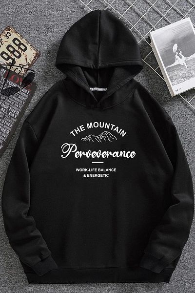 halowear Unisex The Mountain Printed Μαύρο φούτερ
