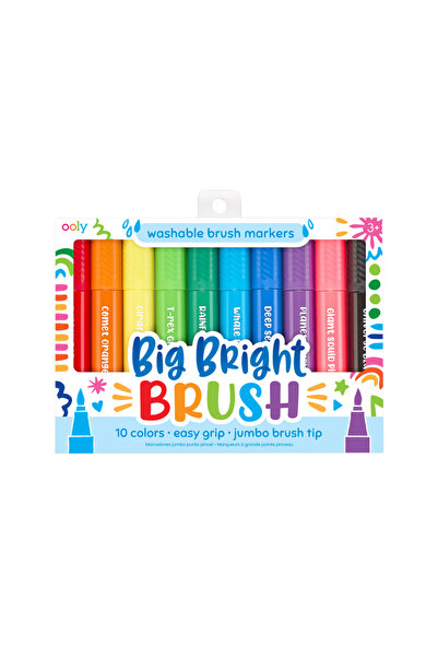 Ooly Carioci lavabile cu pensula, Big Bright Brush, set 10 culori