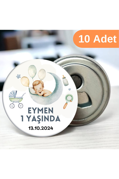 DeBu Tasarım 10 Adet Ayda Uyuyan Çocuk Temalı Doğum Günü Hediyeliği 58 Mm Buz...