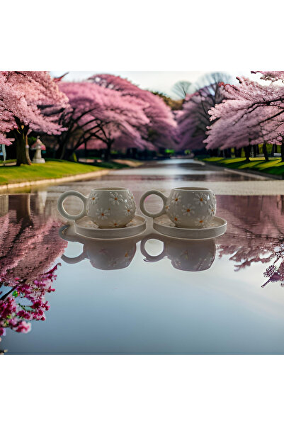 Çiporcal مجموعة أكواب ديزي ميدو من Ece مكونة من طبقتين، كوب كوب مزخرف يدويًا