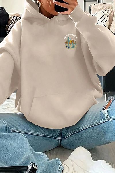 memowear Μπεζ φούτερ με θέμα Unisex Arizona Çol