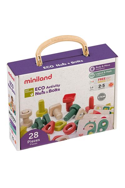Miniland Joc Educativ pentru dezvoltarea motricitatii Eco Suruburi si piulite
