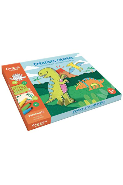 Auzou مجموعة من ملصقات الديناصورات الملونة الإبداعية واللعب