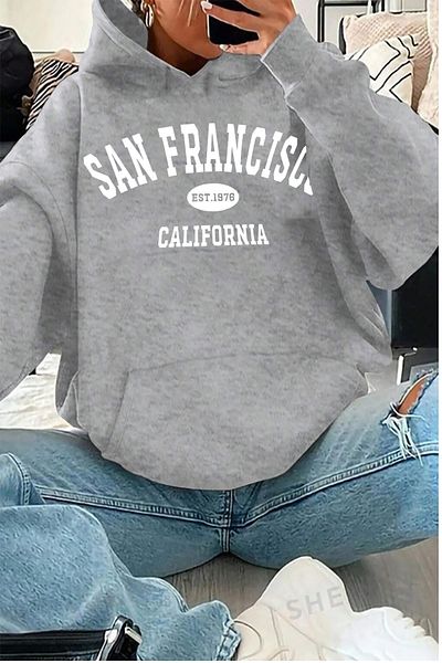 mw memowear Unisex San French εμπριμέ γκρι φούτερ