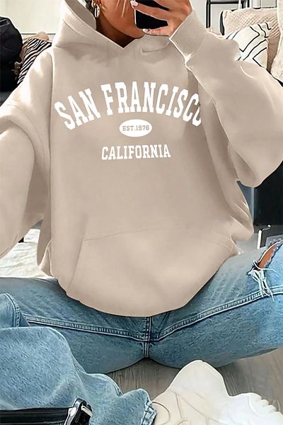 mw memowear Unisex San French εμπριμέ μπεζ φούτερ