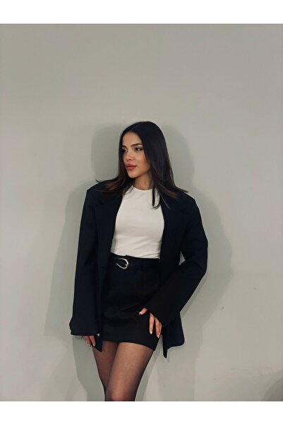 sajarsln Saja Rsln Costum dublu Jachetă cu talie Fusta cu centură Culoare neagră