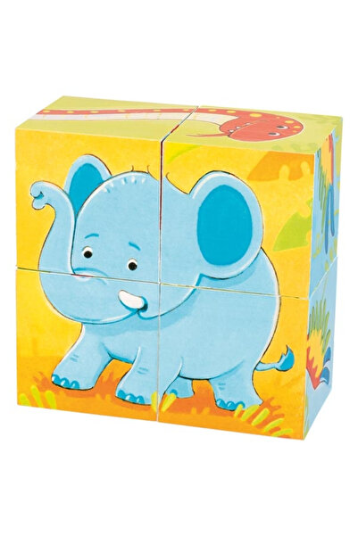 Goki Animale salbatice - Cuburi din lemn pentru bebelusi