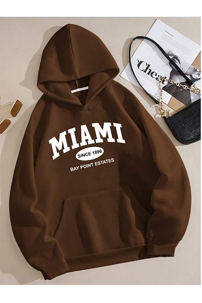 mw memowear Unisex MIAMI From 1896 Printed Brown φούτερ