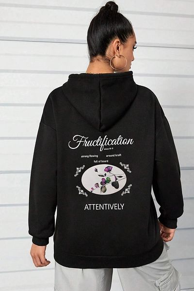 memowear Unisex Fructification εμπριμέ μαύρο φούτερ