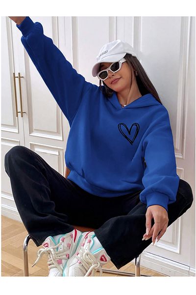 mw memowear Φούτερ σαξ με μοτίβο καρδιάς Unisex