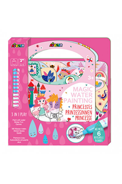 AVENİR Βιβλίο ζωγραφικής με νερό, αυτοκόλλητα και παιχνίδια, φορητό - Πριγκίπ...