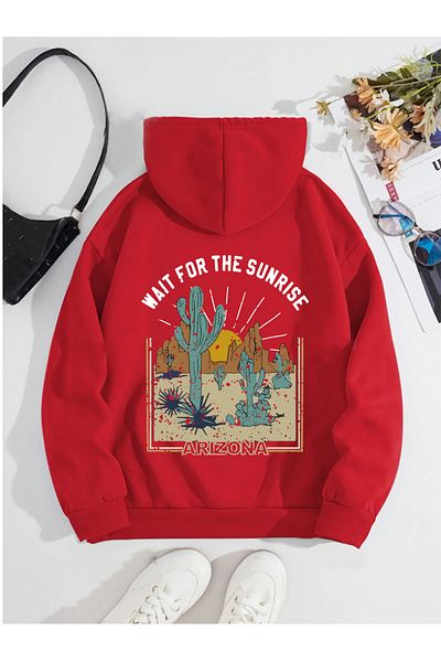 mw memowear Унисекс суитшърт с червен мотив на Arizona Col