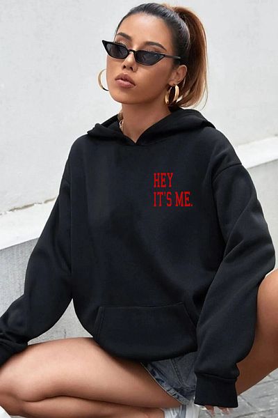 memowear Unisex Hey Dont's ME εμπριμέ μαύρο φούτερ