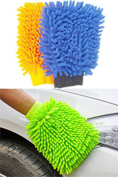 Single Mikrofiber Şönil Temizlik Bezi Makarna Eldiven Oto Yıkama Köpükleme Eldiveni