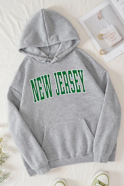 mw memowear Unisex New Jersey Text Printed Grey φούτερ