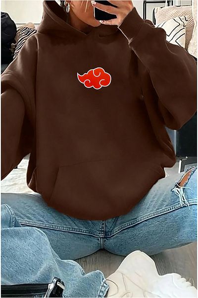 mw memowear Unisex καφέ φούτερ με θέμα Ninja Akatsuki