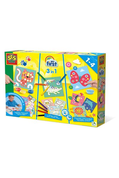 SES Creative 3-in-1 Finger Painting, Coloring and Gluing Set