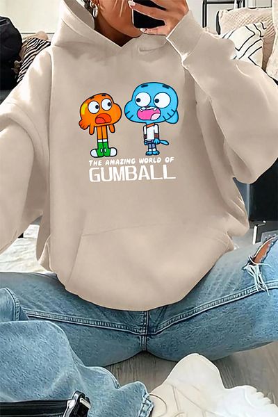 ciwi&life Unisex Gumball and Darwin εμπριμέ μπεζ φούτερ
