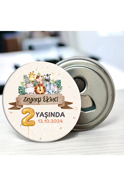 DeBu Tasarım Sevimli Hayvanlar Temalı Doğum Günü Hediyeliği 58 mm Buzdolabına Yapışabilen Açacak Magnet