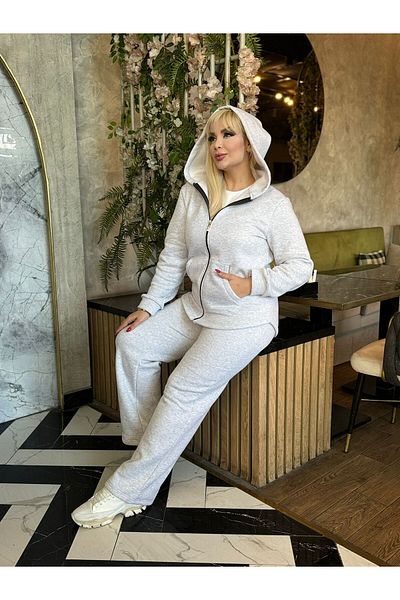 Butik Nilyam Голям размер суичър и зимен анцуг с цип - 3 джоба от прежда 24682