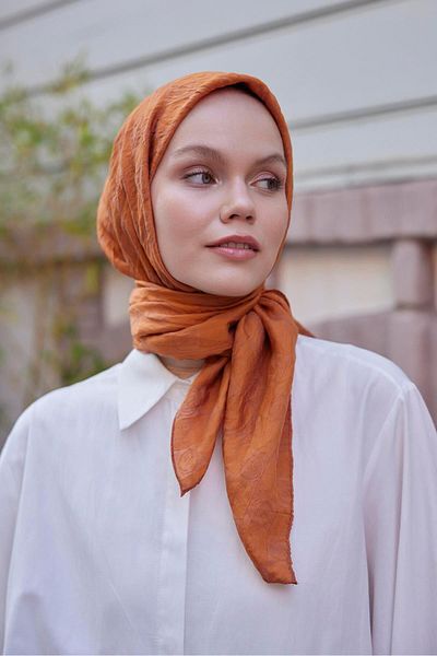 Şalland Viscose Jacquard Peach Scarf