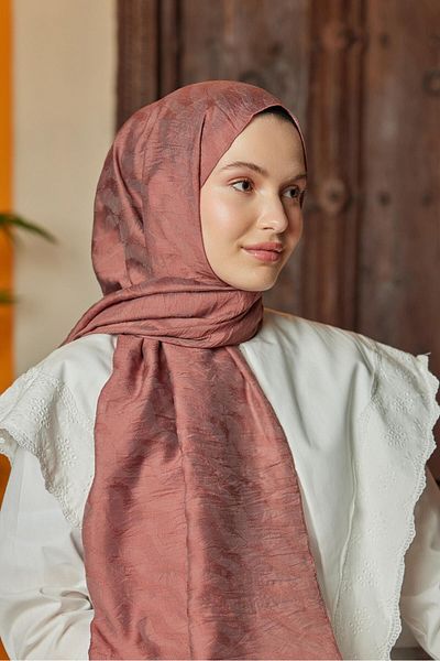 Şalland Waterway Jacquard Shawl Rose Pink