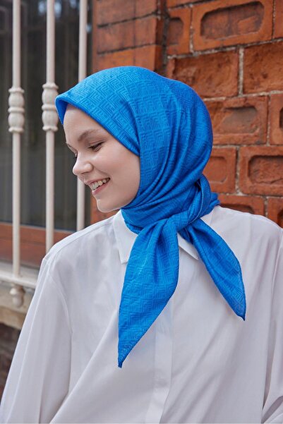 Şalland Indigo Viscose Jacquard Frame Patterned Scarf