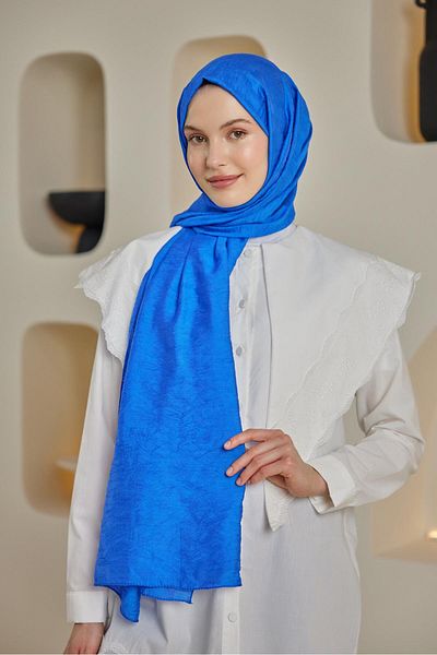 Şalland Waterway Jacquard Shawl Saks Blue