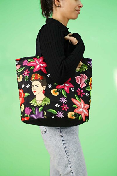 BUSRAKAZANCDESİGN حقيبة قماش مزدوجة الجوانب، حقيبة كتف نسائية