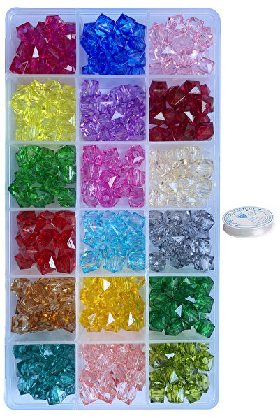 By MO Accessories 18 Renk Kübik Kristal Boncuklarla Takı Çanta Aksesuar Yapma Seti Boncuk Hobi Set Diy