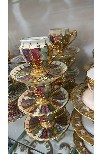 Handmade ESTERHOMEDECOR 6 kişilik porselen kahve fincan takımı