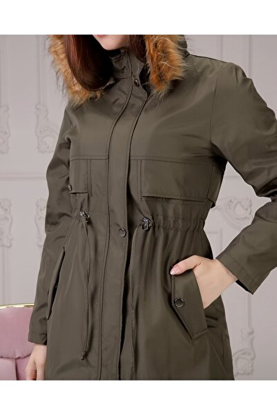 Marjinal City Жіноче зимове пальто Пальто з хакі всередині та водонепроникне