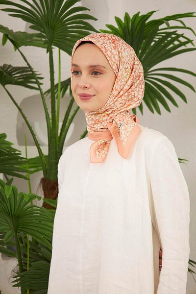Şalland Baroq Pattern Scarf Soft Coral