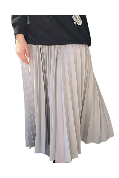 Invee Pliseli Gümüş Etek