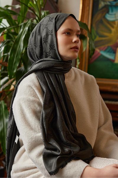 Şalland Wool Cashmere Shawl Black