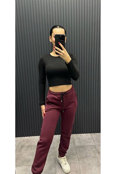 aryam butik Дамски спортен панталон с повдигнати 3 нишки и еластична лента