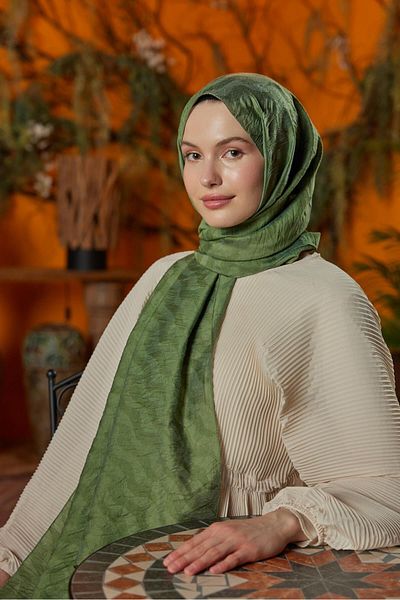 Şalland Waterway Jacquard Shawl Leaf
