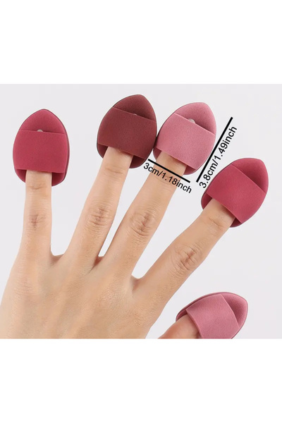 Handmade 4 Parça Parmağa Takılabilen Puf Mini Kozmetik Yüz Makyaj Süngeri Islak Ve Kuru Kullanım