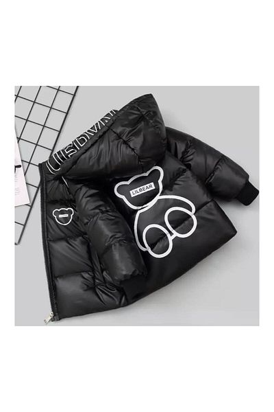 Minigimin Cicileri Bear Unisex Kids Puffer Jacket - Black