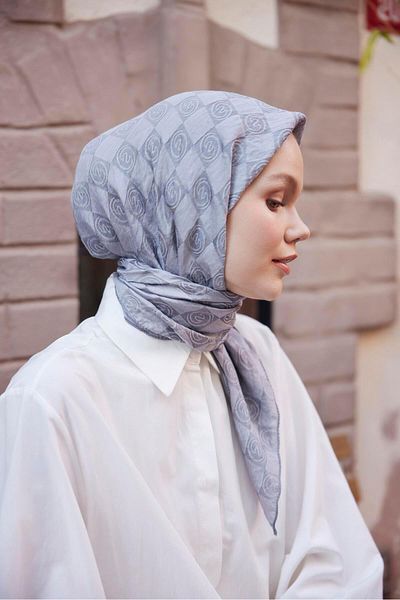 Şalland Gray Viscose Jacquard Scarf
