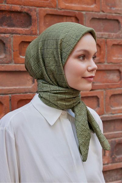 Şalland Viscose Jacquard Patterned Scarf - Leaf Frame