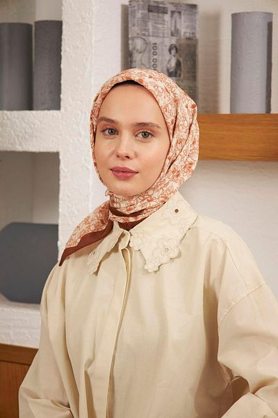 Şalland Baroq Pattern Scarf Cinnamon Bark