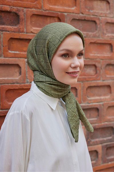 Şalland Viscose Jacquard Patterned Scarf - Leaf Frame