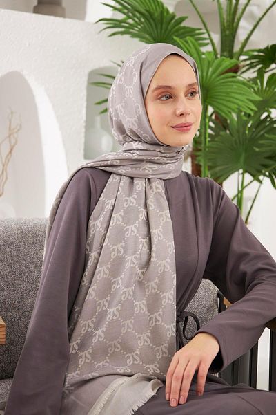 Şalland Wool Cashmere Shawl Light Gray