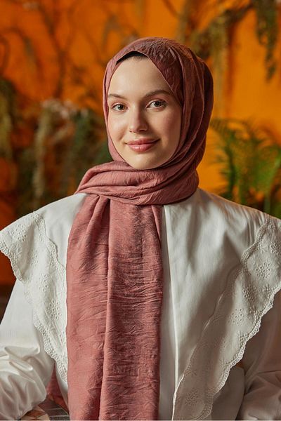 Şalland Waterway Jacquard Shawl Rose Pink