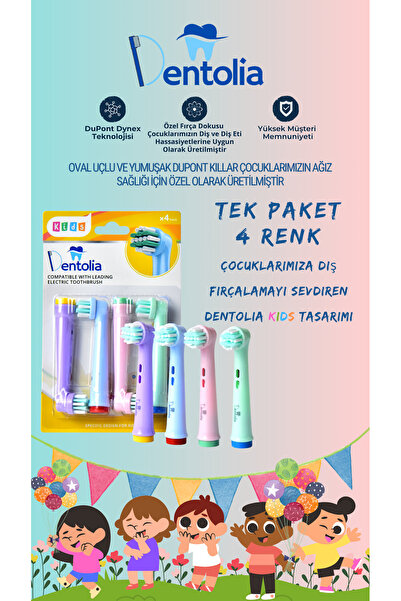 Dentolia Oral-b Uyumlu Çocuk Diş Fırçası Yedek Başlığı 4 Adet